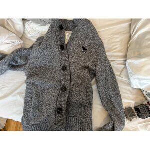 XS Abercrombie & Fitch Button Up Grey Coat Inner Cream Wool